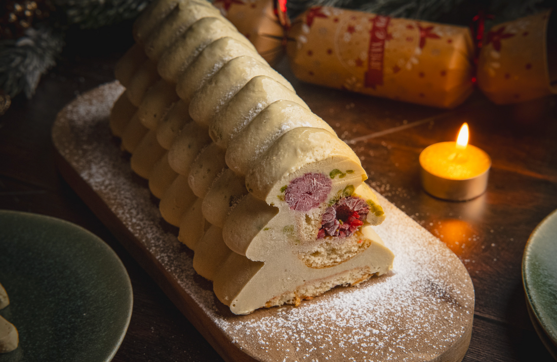 Bûche glacée framboises pistache