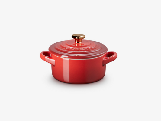 Mini-cocotte avec bouton or cœur en céramique 10 CM